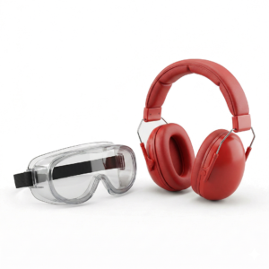 Clear Safety Goggles & Noise-Cancelling Ear Muffs Bundle